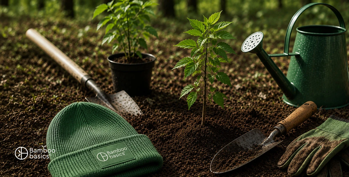 Bamboo Basics team plants trees with Trees for All as part of broader environmental initiatives